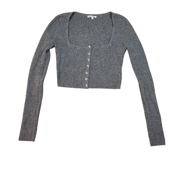 Reformation Womens Size M Gray Idina Cashmere Cropped Cardigan - Picture 1 of 8